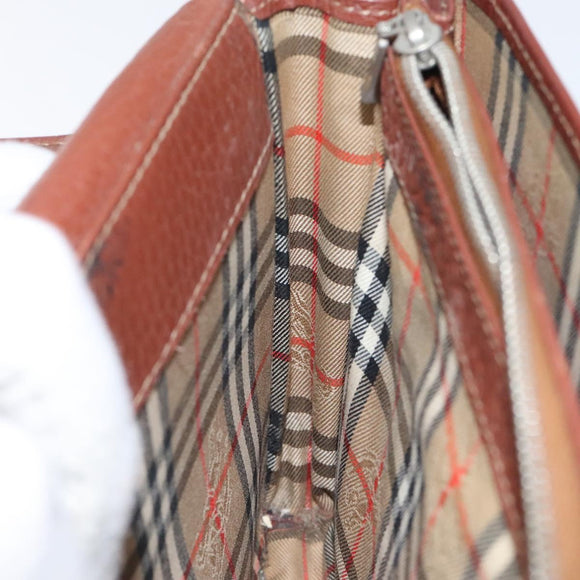 Burberrys Clutch Bag Leather Brown Auth ti2967