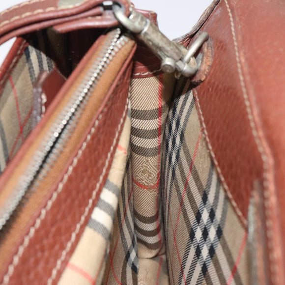 Burberrys Clutch Bag Leather Brown Auth ti2967