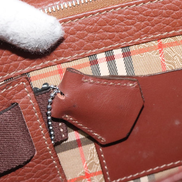 Burberrys Clutch Bag Leather Brown Auth ti2967