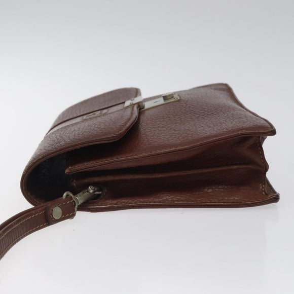 Burberrys Clutch Bag Leather Brown Auth ti2967