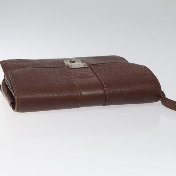 Burberrys Clutch Bag Leather Brown Auth ti2967