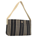 BURBERRY Shoulder Bag Canvas Navy Silver Auth ti2969-1