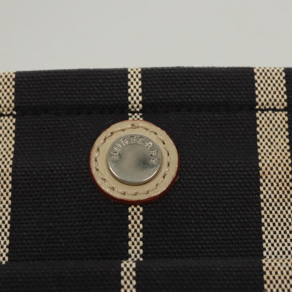 BURBERRY Shoulder Bag Canvas Navy Silver Auth ti2969