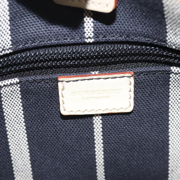 BURBERRY Shoulder Bag Canvas Navy Silver Auth ti2969