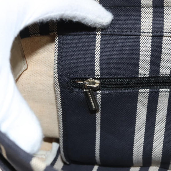 BURBERRY Shoulder Bag Canvas Navy Silver Auth ti2969