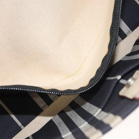 BURBERRY Shoulder Bag Canvas Navy Silver Auth ti2969