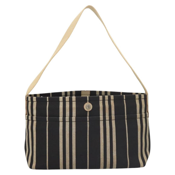 BURBERRY Shoulder Bag Canvas Navy Silver Auth ti2969