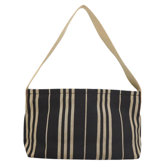 BURBERRY Shoulder Bag Canvas Navy Silver Auth ti2969