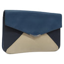 FENDI Clutch Bag Leather Blue Auth ti2970-1