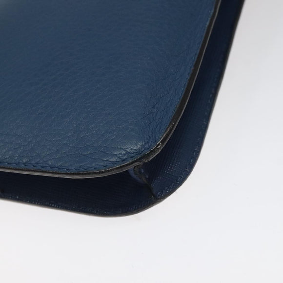 FENDI Clutch Bag Leather Blue Auth ti2970
