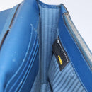 FENDI Clutch Bag Leather Blue Auth ti2970-18