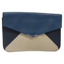 FENDI Clutch Bag Leather Blue Auth ti2970-13
