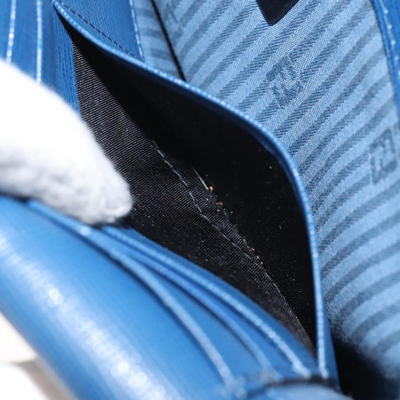 FENDI Clutch Bag Leather Blue Auth ti2970