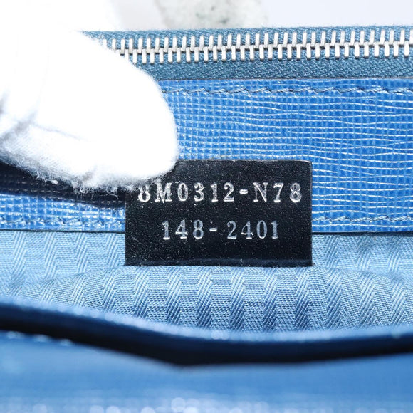 FENDI Clutch Bag Leather Blue Auth ti2970