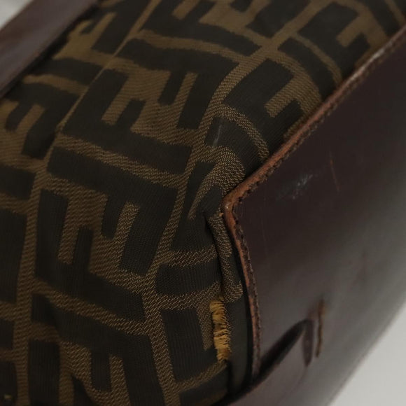 FENDI Zucca Canvas Hand Bag Black Brown Auth ti2971
