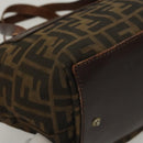 FENDI Zucca Canvas Hand Bag Black Brown Auth ti2971-12
