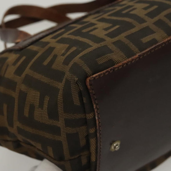 FENDI Zucca Canvas Hand Bag Black Brown Auth ti2971