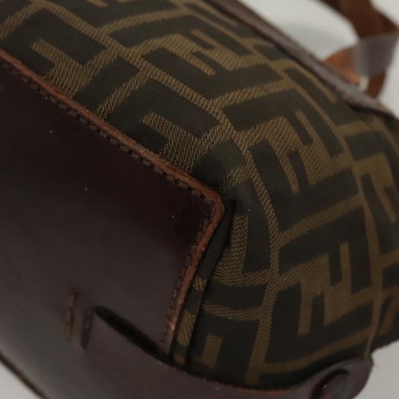 FENDI Zucca Canvas Hand Bag Black Brown Auth ti2971