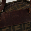 FENDI Zucca Canvas Hand Bag Black Brown Auth ti2971-14