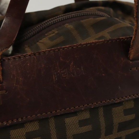 FENDI Zucca Canvas Hand Bag Black Brown Auth ti2971