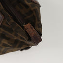 FENDI Zucca Canvas Hand Bag Black Brown Auth ti2971-15