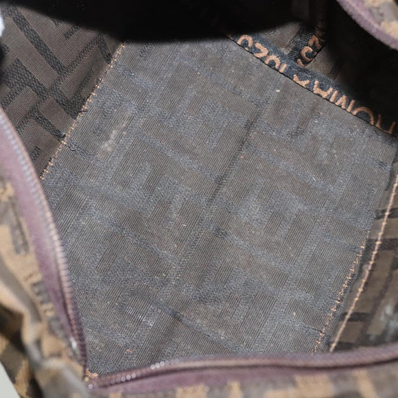 FENDI Zucca Canvas Hand Bag Black Brown Auth ti2971