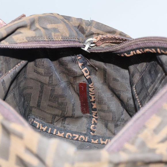 FENDI Zucca Canvas Hand Bag Black Brown Auth ti2971