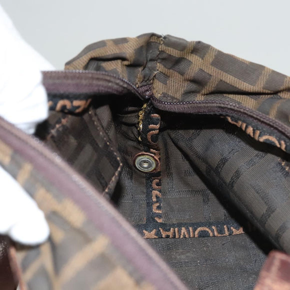 FENDI Zucca Canvas Hand Bag Black Brown Auth ti2971