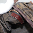 FENDI Zucca Canvas Hand Bag Black Brown Auth ti2971-20