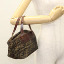FENDI Zucca Canvas Hand Bag Black Brown Auth ti2971-21