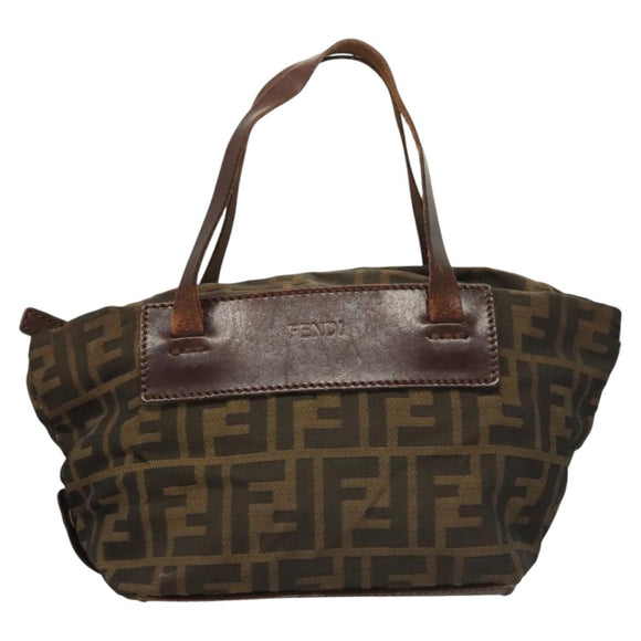 FENDI Zucca Canvas Hand Bag Black Brown Auth ti2971