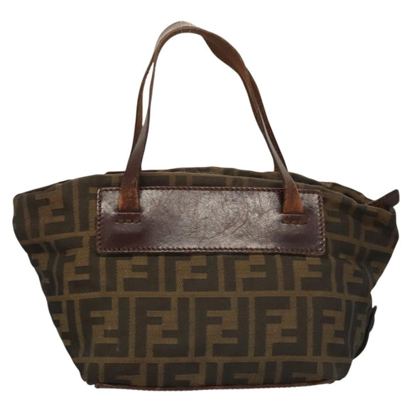 FENDI Zucca Canvas Hand Bag Black Brown Auth ti2971