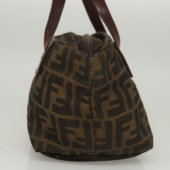 FENDI Zucca Canvas Hand Bag Black Brown Auth ti2971