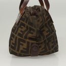 FENDI Zucca Canvas Hand Bag Black Brown Auth ti2971-5
