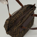 FENDI Zucca Canvas Hand Bag Black Brown Auth ti2971-6