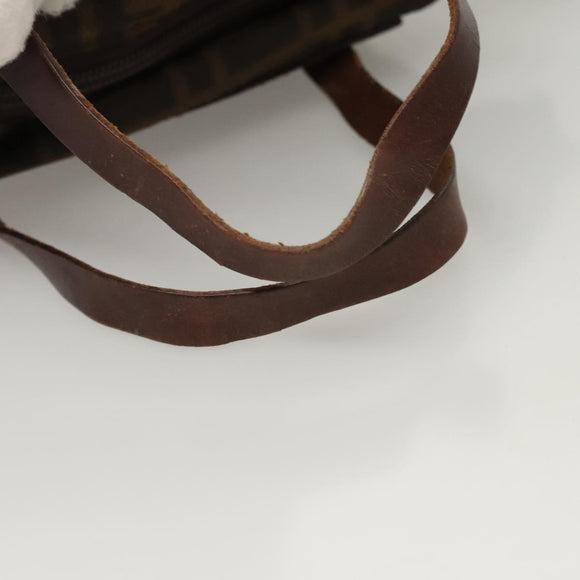 FENDI Zucca Canvas Hand Bag Black Brown Auth ti2971