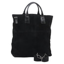 GUCCI Hand Bag Suede 2way Black Silver Auth ti2978-1