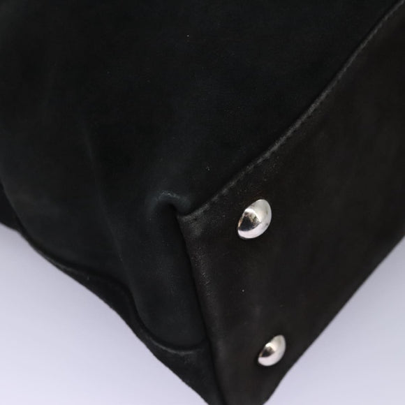 GUCCI Hand Bag Suede 2way Black Silver Auth ti2978