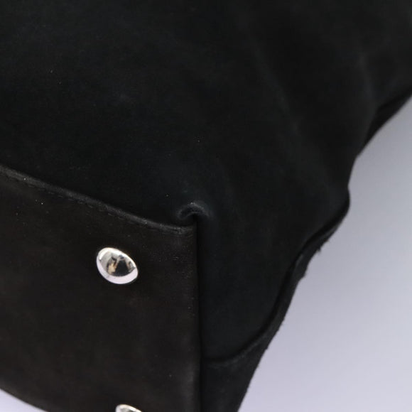 GUCCI Hand Bag Suede 2way Black Silver Auth ti2978