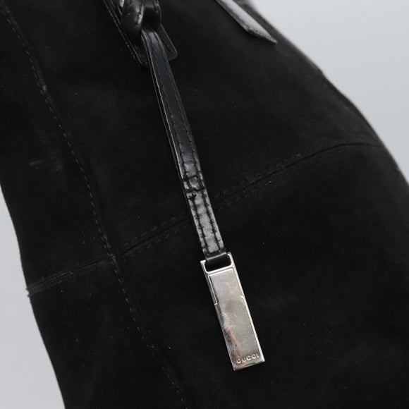 GUCCI Hand Bag Suede 2way Black Silver Auth ti2978