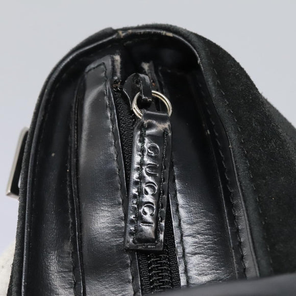 GUCCI Hand Bag Suede 2way Black Silver Auth ti2978