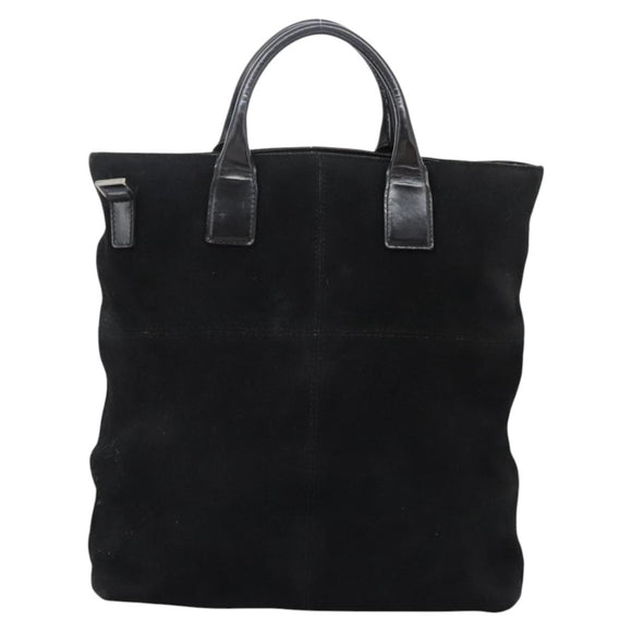 GUCCI Hand Bag Suede 2way Black Silver Auth ti2978