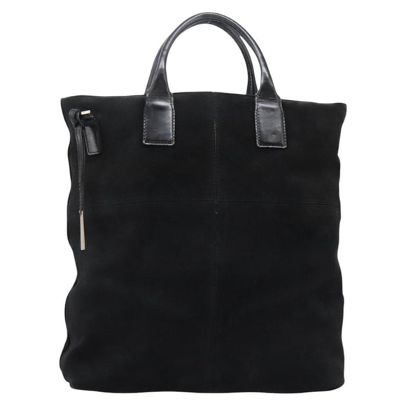 GUCCI Hand Bag Suede 2way Black Silver Auth ti2978