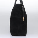 GUCCI Hand Bag Suede 2way Black Silver Auth ti2978-3