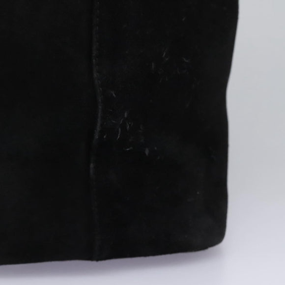 GUCCI Hand Bag Suede 2way Black Silver Auth ti2978