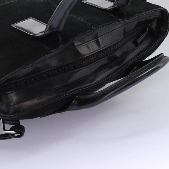 GUCCI Hand Bag Suede 2way Black Silver Auth ti2978