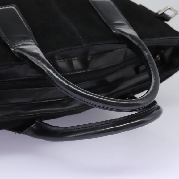 GUCCI Hand Bag Suede 2way Black Silver Auth ti2978