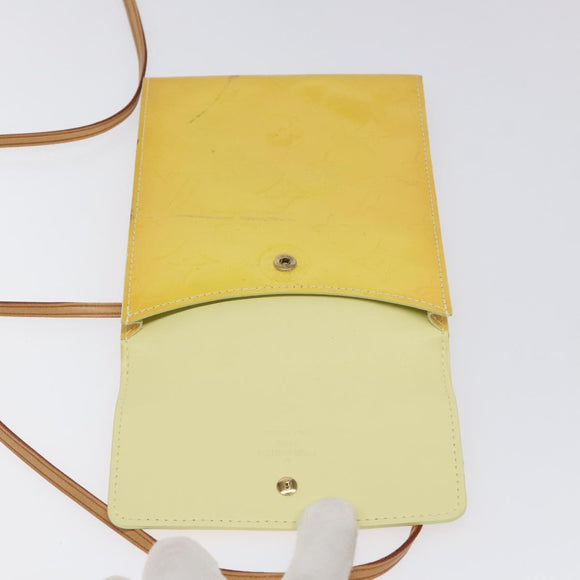 LOUIS VUITTON Monogram Vernis Kenmare Pouch Yellow M91060 LV Auth ti2982