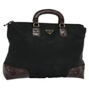 PRADA Hand Bag Nylon Black Gold Auth ti2990-1