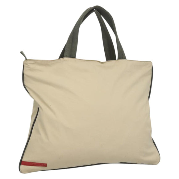 PRADA Sports Tragetasche Nylon Beige Silber Auth ti2991